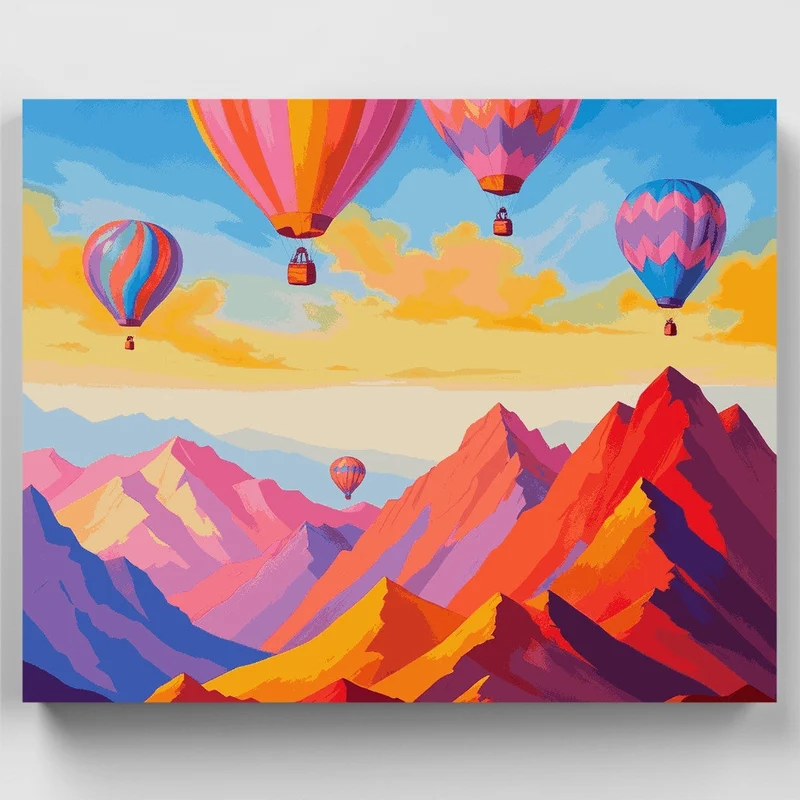 Mountain Hot Air Balloons - Paint by Numbers Kit