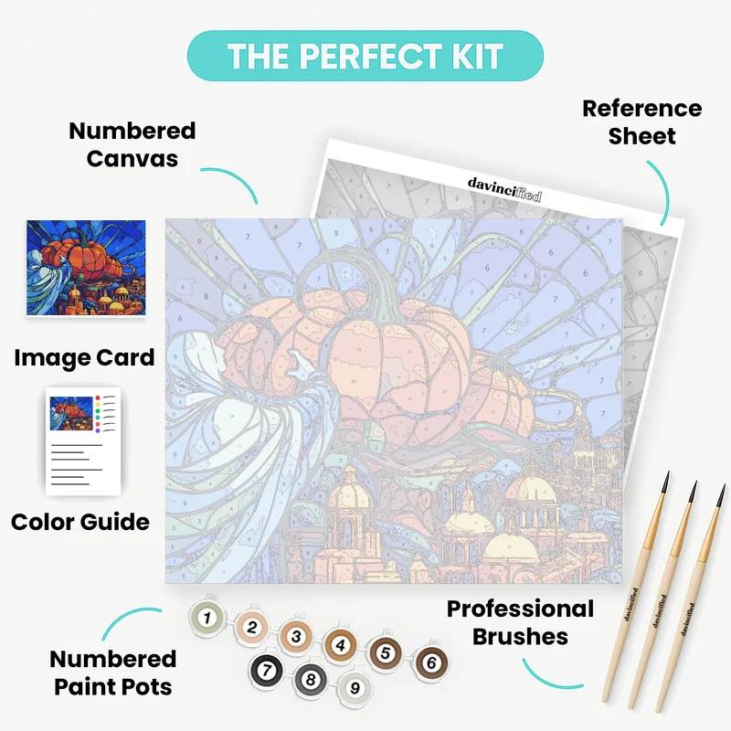 Magical Pumpkins Over Ancient City - Paint by Numbers Kit