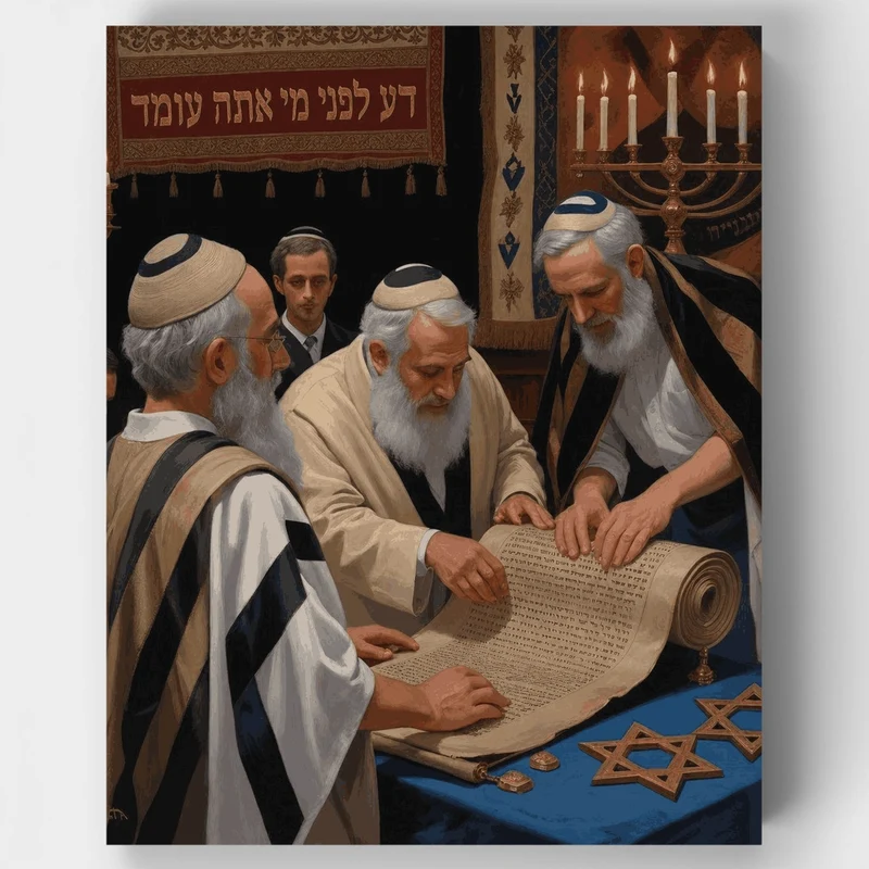 Torah Study at the Synagogue - Paint by Numbers Kit