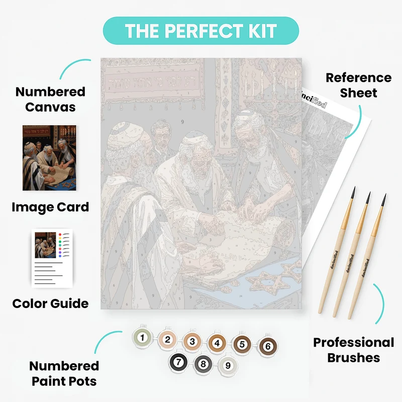 Torah Study at the Synagogue - Paint by Numbers Kit