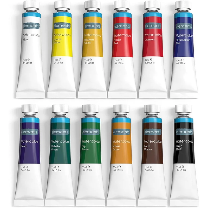 Elements 12x12ml Tube Watercolour Paint Set