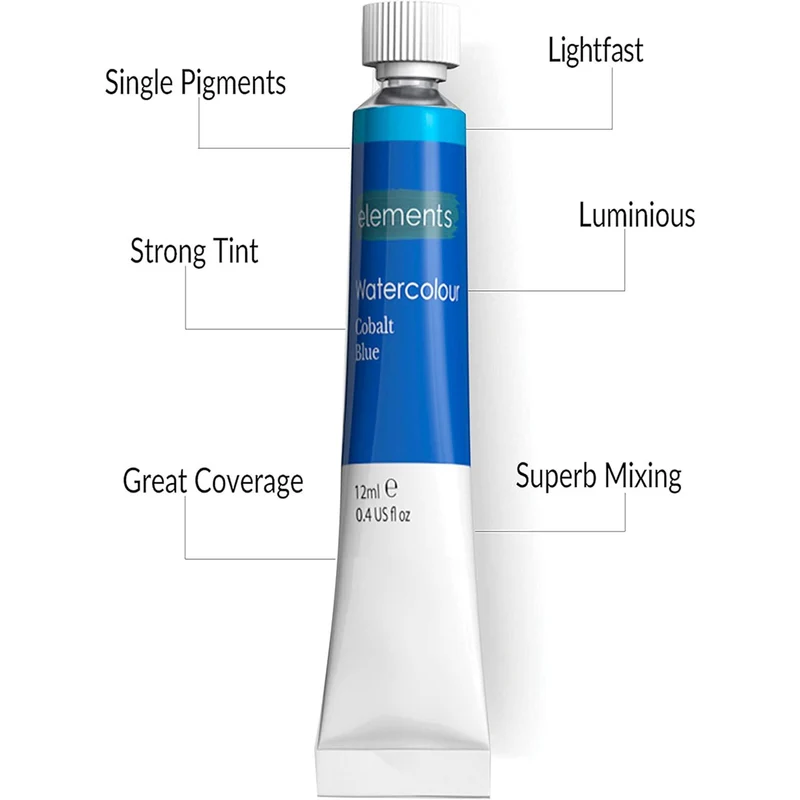 Elements 12x12ml Tube Watercolour Paint Set