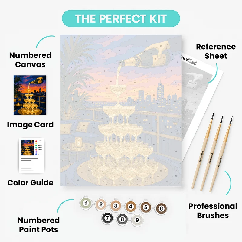 Rooftop Champagne Tower - Paint by Numbers Kit