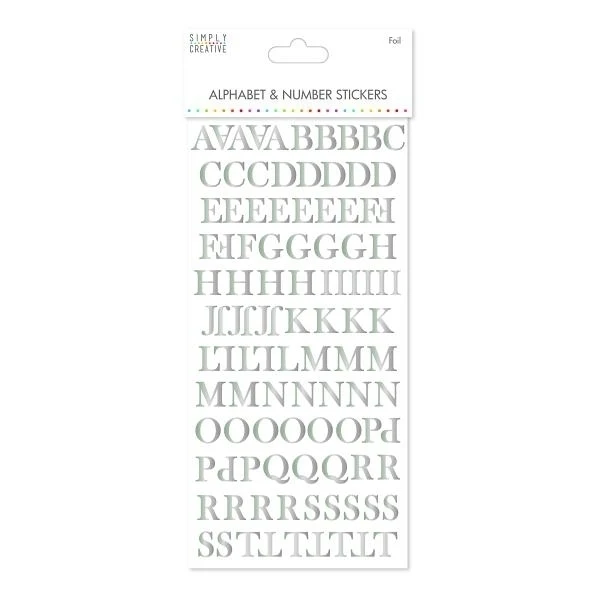 Simply Creative - Alphabet & No. Stickers - Traditional Foil Silver Clipboard