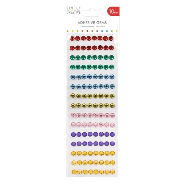Simply Creative - 10mm Gems - 180Pk Rainbow