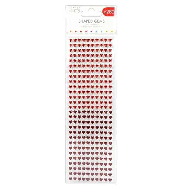 Simply Creative - Shaped Gems Hearts - Reds