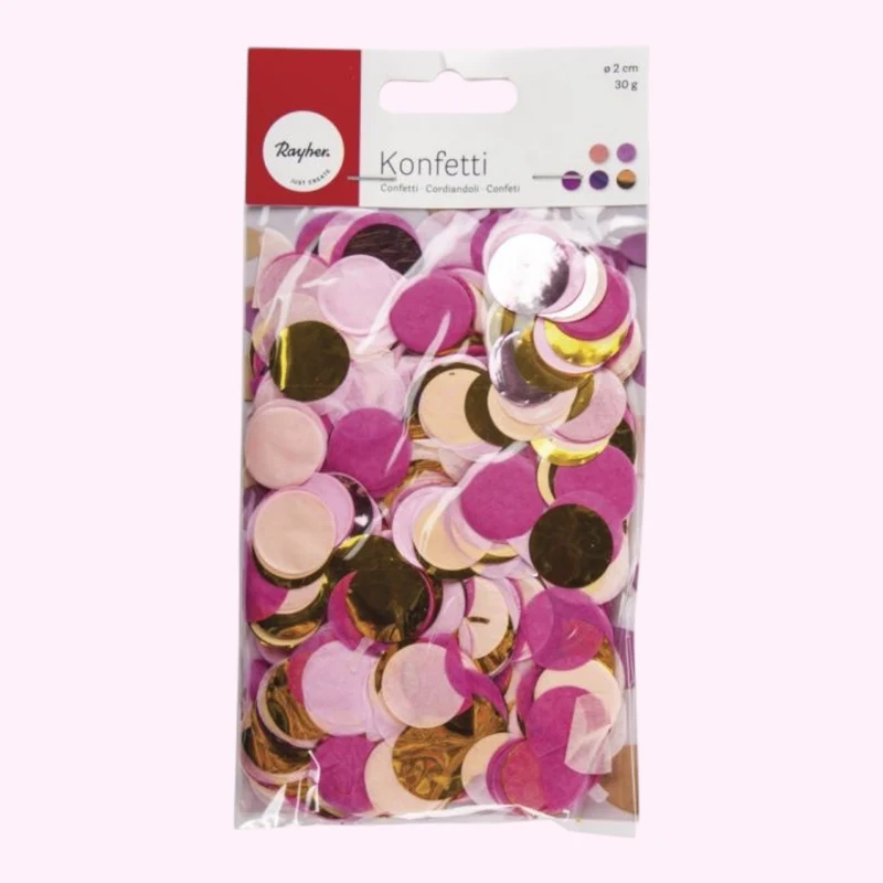 Rayher Konfetti, 2cm ø pink,gold,rosa, 30g