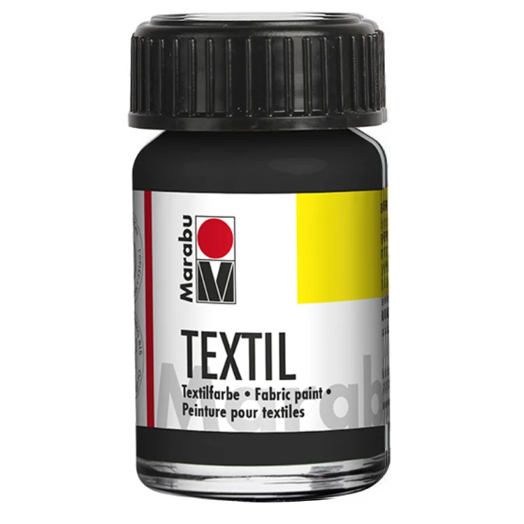 Marabu Textil, Stofffarbe Schwarz 073, 15 ml