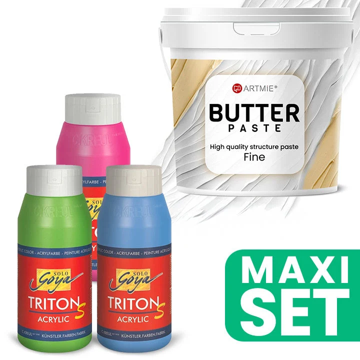 ARTMiE Butter 3D Paste and TRITON S Acrylic Paints Set, Gloss Paints