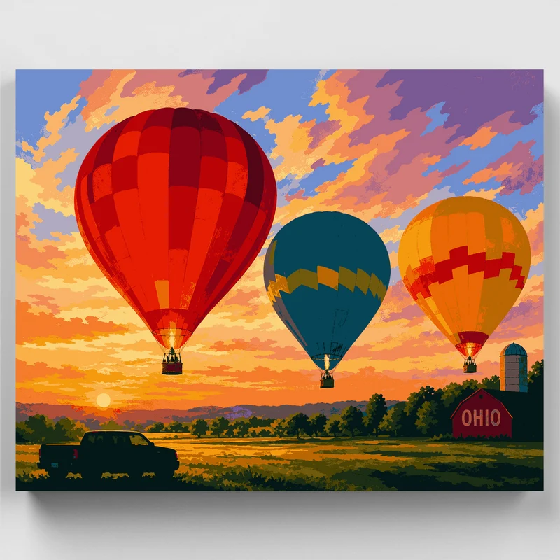 Ohio Balloon Sunset - Paint by Numbers Kit