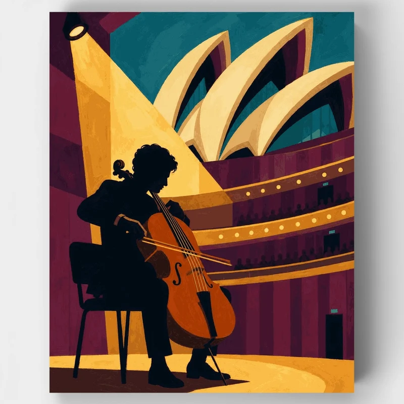 Cellist at the Opera House - Paint by Numbers Kit