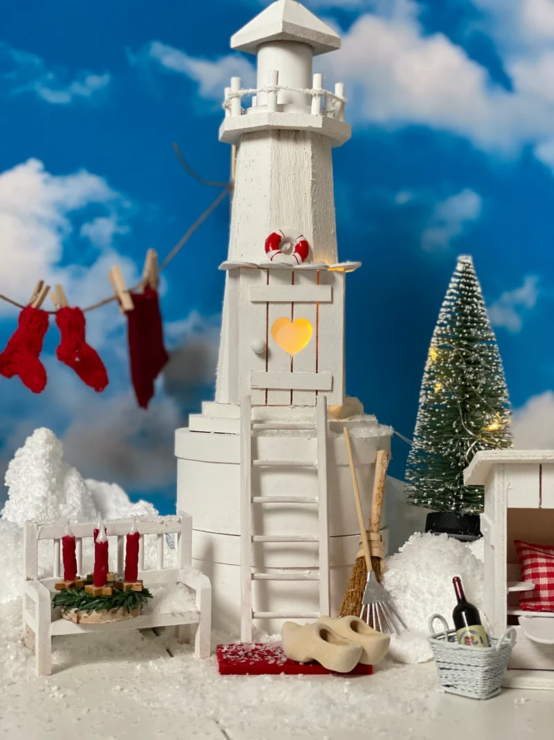 Wichtelleuchtturm mit Strandkorb KREATIVPAKET zum Bauen