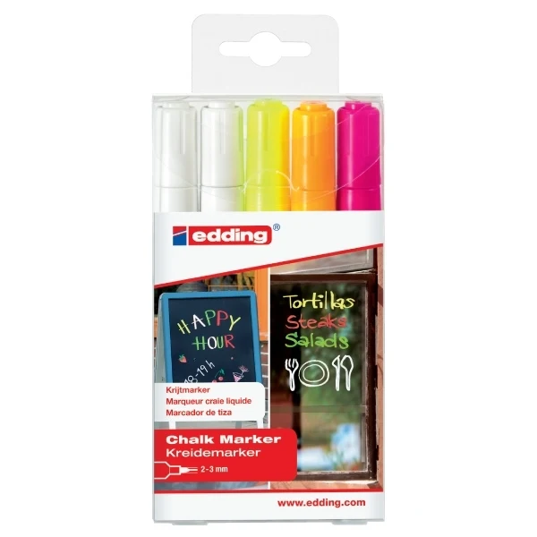 edding - 4095 Chalk Assorted wallet of 5 markers (2x049 1x065 1x066 1x069)