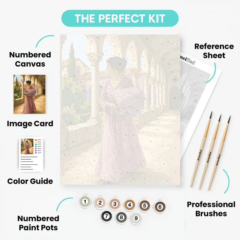Cloister Courtyard Woman - Paint by Numbers Kit