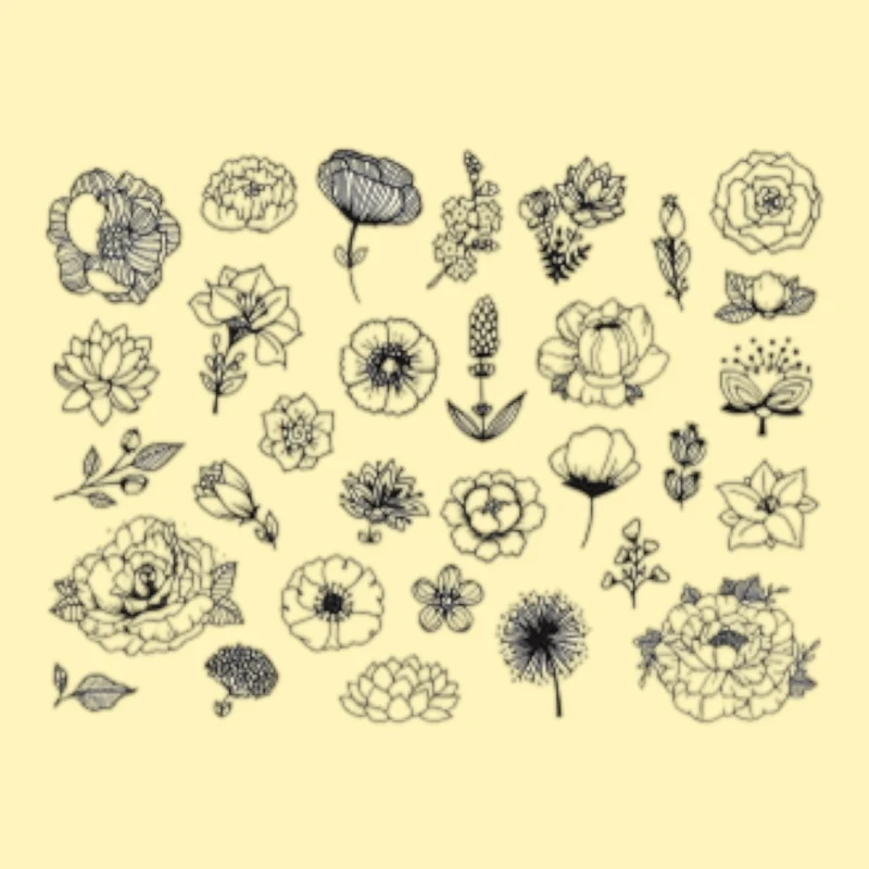 Aladine. Stempelset Flowers 31 Stk. inkl. Stempelkissen