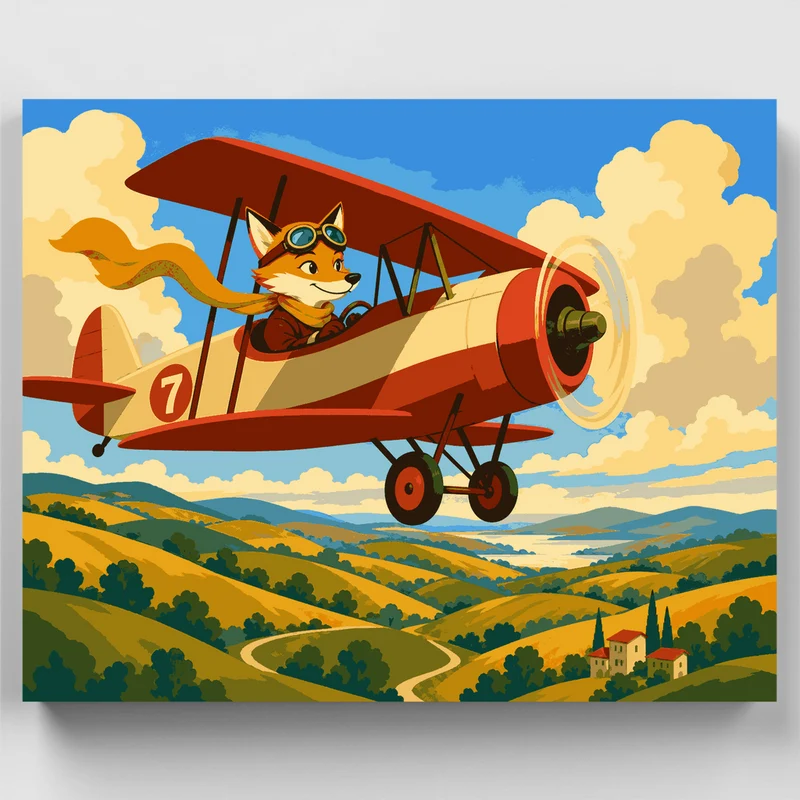 Fox Aviator Biplane - Paint by Numbers Kit