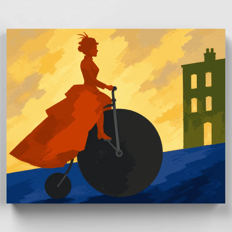 Lady on Penny-Farthing - Paint by Numbers Kit