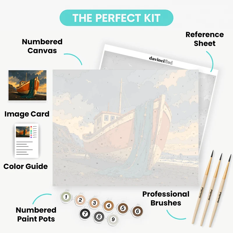Stranded Fishing Boat - Paint by Numbers Kit