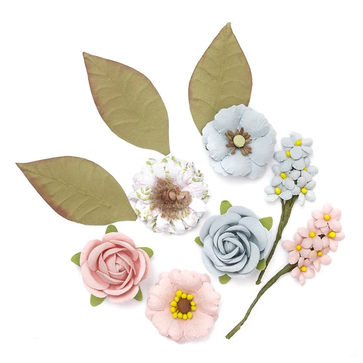 3D Paper Flowers and Leaves, Set of 10 Pieces