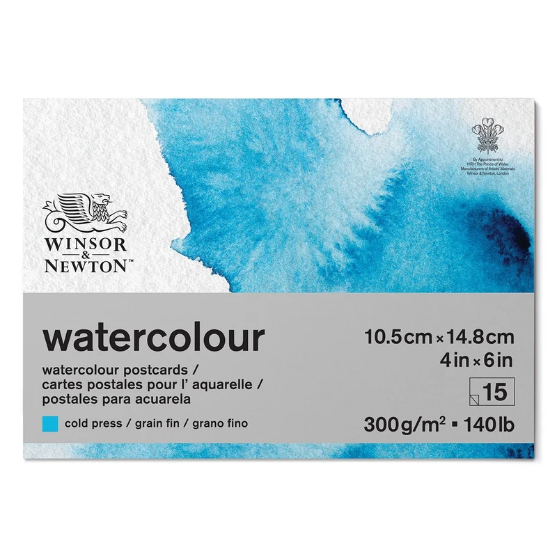 Winsor & Newton - Watercolour Pad - Gummed - Cold Pressed A6 Postcards - 15 Sheets 300gsm