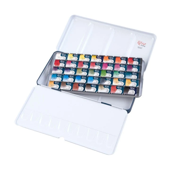 ROSA GALLERY Botanycal Watercolor Paint Set, Metal Case, 35 Colors, Full Pans