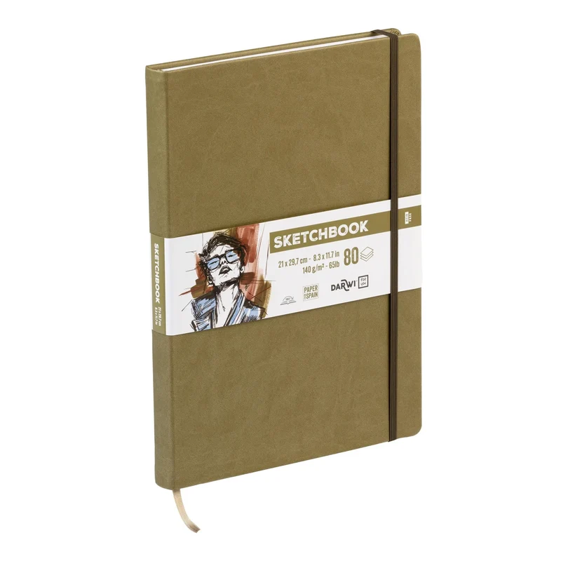 DARWI Skizzenbuch Khaki A4, 140 g/m², 80 Blatt