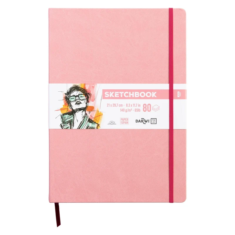 DARWI Skizzenbuch Zartrosa A4 – 140 g/m², 80 Blatt