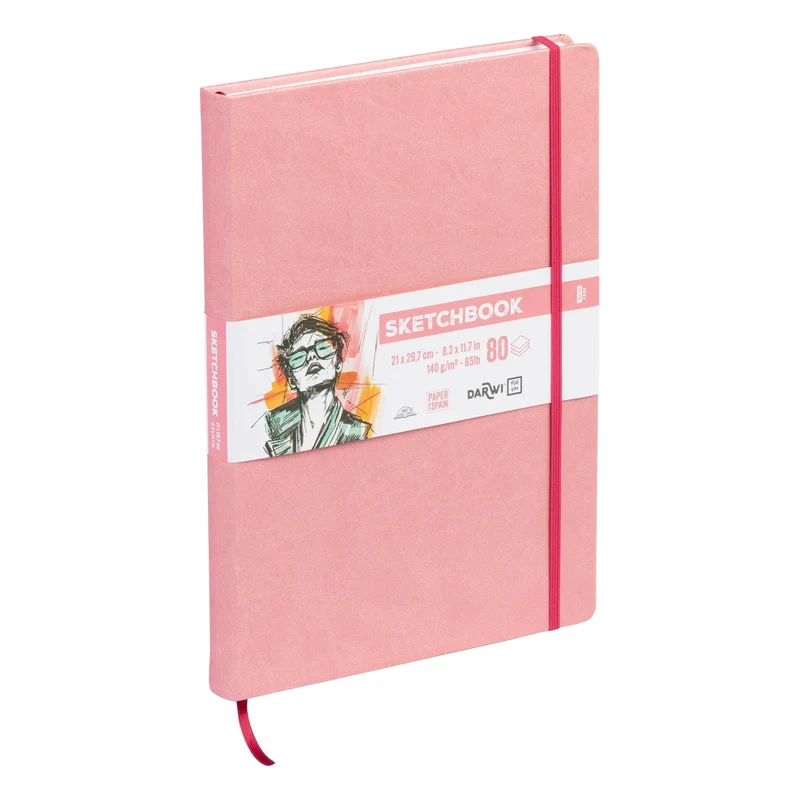DARWI Skizzenbuch Zartrosa A4 – 140 g/m², 80 Blatt