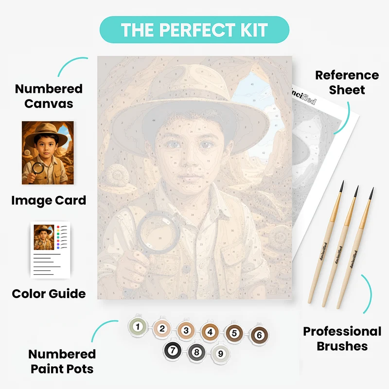 Explorer in the Cave - Custom Paint by Numbers Kit