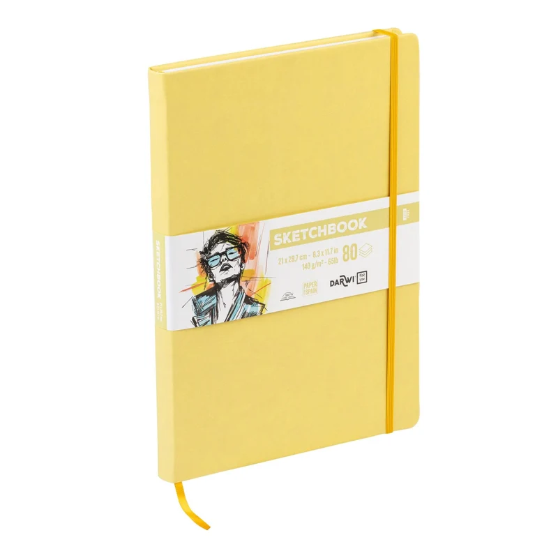 Sketchbook DARWI giallo pastello A4 – 140 g/m², 80 fogli