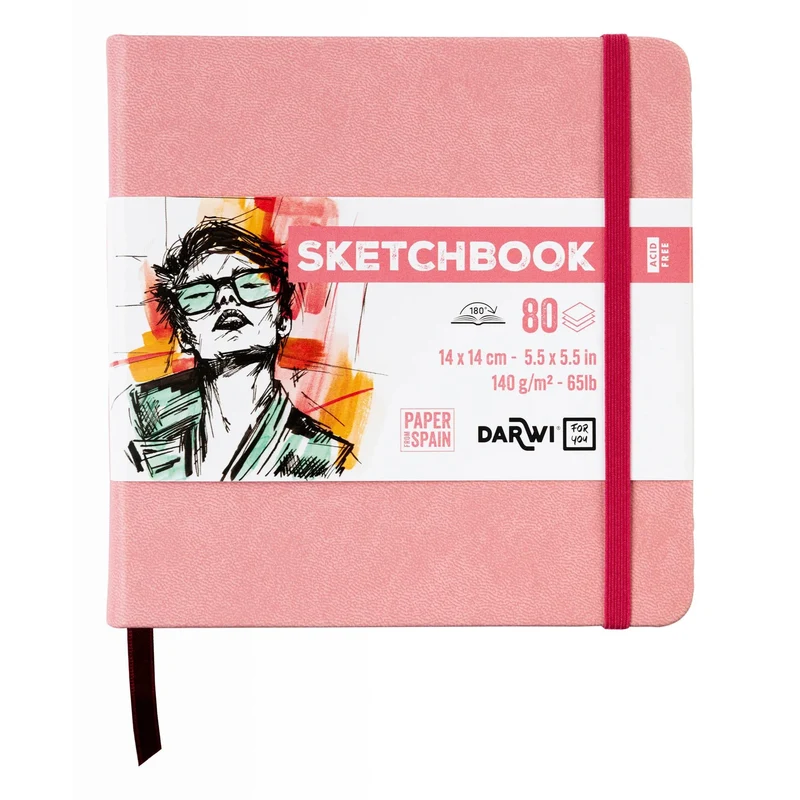 Sketchbook DARWI Rosa Tenue 14 x 14 cm 140 g/m² – 80 fogli