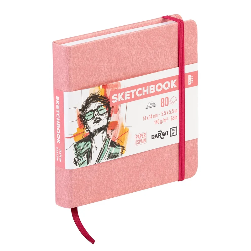 Sketchbook DARWI Rosa Tenue 14 x 14 cm 140 g/m² – 80 fogli