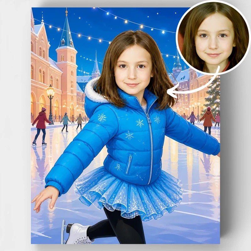 Winter Ice Skater - Custom Paint by Numbers Kit