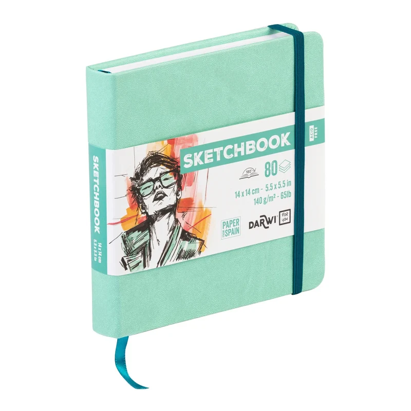 Skicirka DARWI mint zelena 14 x 14 cm, 140 g/m², 80 listov