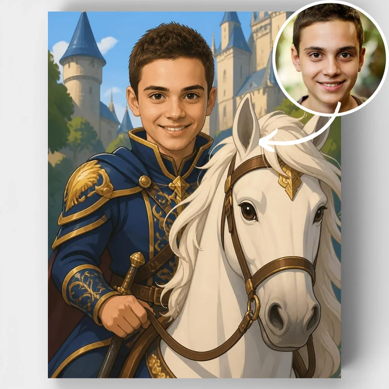 Knight at Fantasy Castle - Custom Paint by Numbers Kit