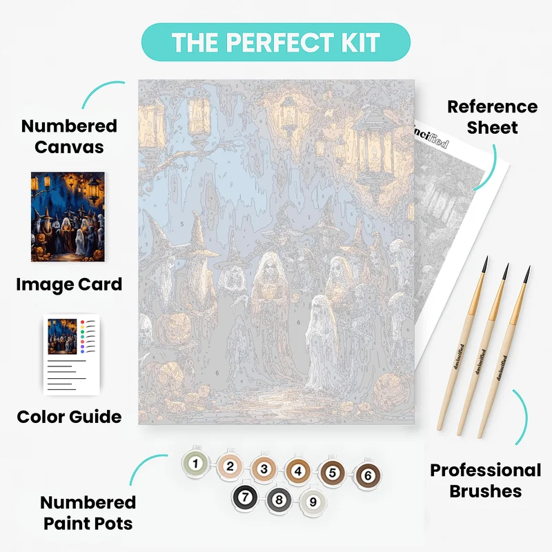 Witches' Halloween Gathering - Paint by Numbers Kit