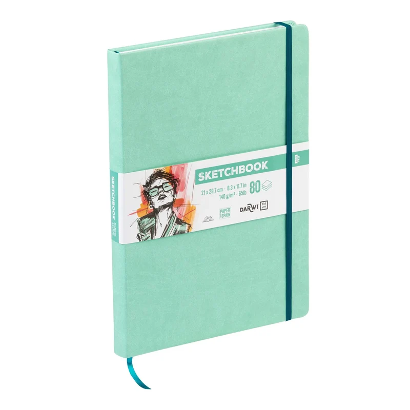 DARWI Skizzenbuch Mintgrün A4, 140 g/m² – 80 Blatt