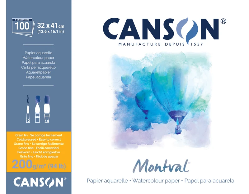Μπλοκ ακουαρέλας CANSON Montval CP 200 g/m² – 100 φύλλα, 32 x 41 cm