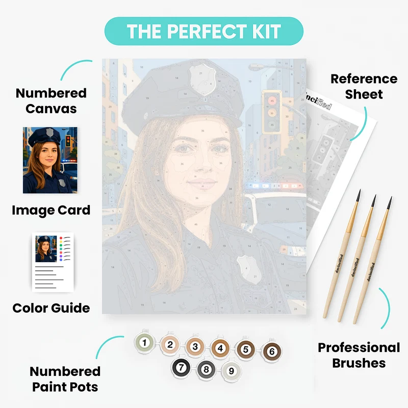 Police Officer on Duty - Custom Paint by Numbers Kit