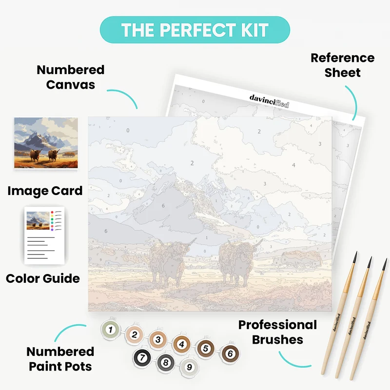 Highland Cattle Haven - Paint by Numbers Kit