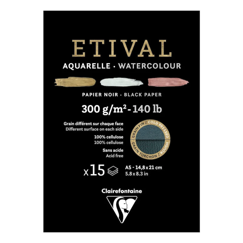 Akvarelni blok Clairefontaine Étival 300 g/m² – 15 listov