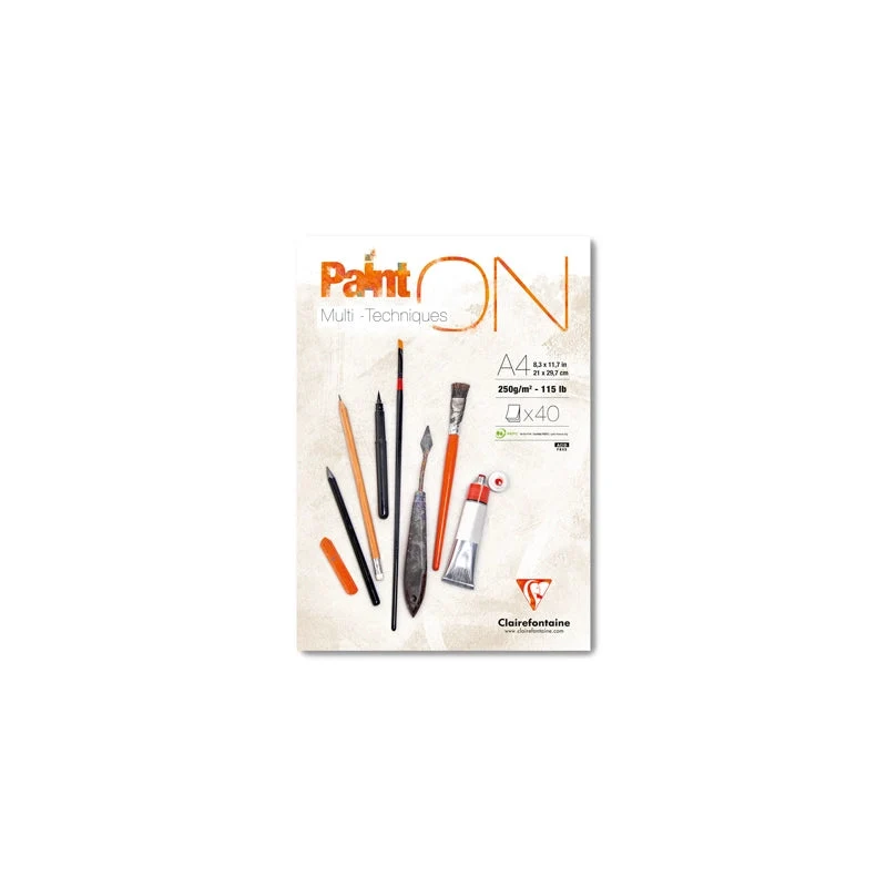 Μπλοκ mixed media CLAIREFONTAINE Paint'On έξτρα λευκό 250 g/m² – 40 φύλλα