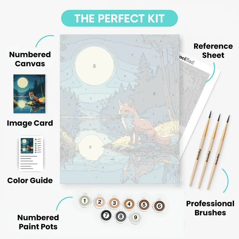 Moonlit Fox - Paint by Numbers Kit
