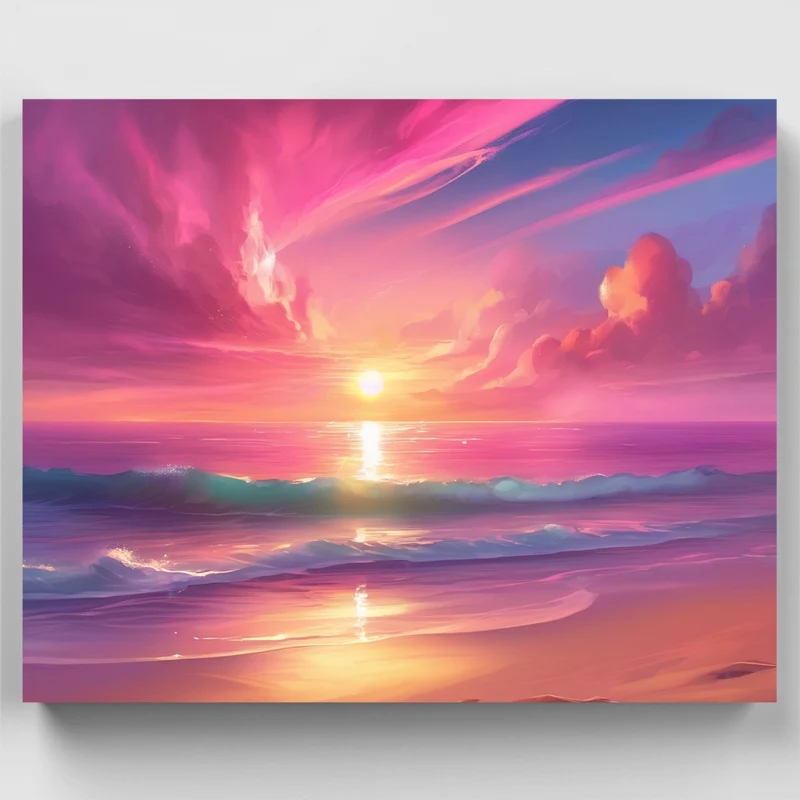 Sunset Serenity Pink Waves - Paint by Numbers Kit