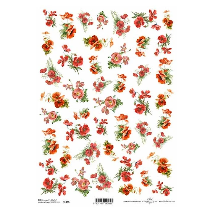 ITD Rice Paper A4 – Poppy Buds