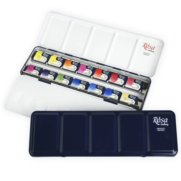 ROSA Gallery “Botanycal” Watercolor Set, Metal Case, 14 Colors, Full Pans