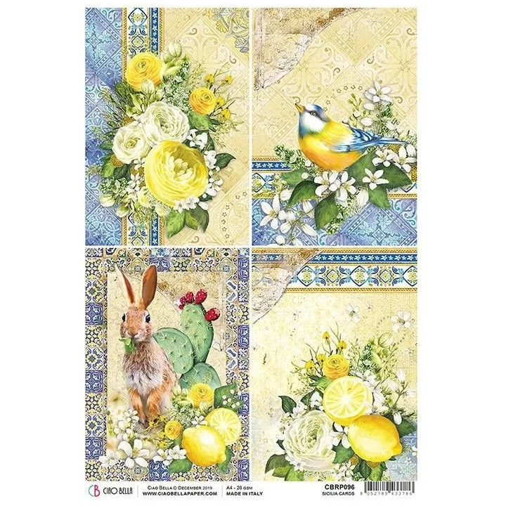 Rice Paper A4, Yellow Flowers