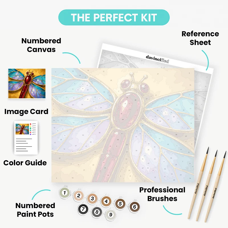 Ruby Dragonfly Brooch - Paint by Numbers Kit