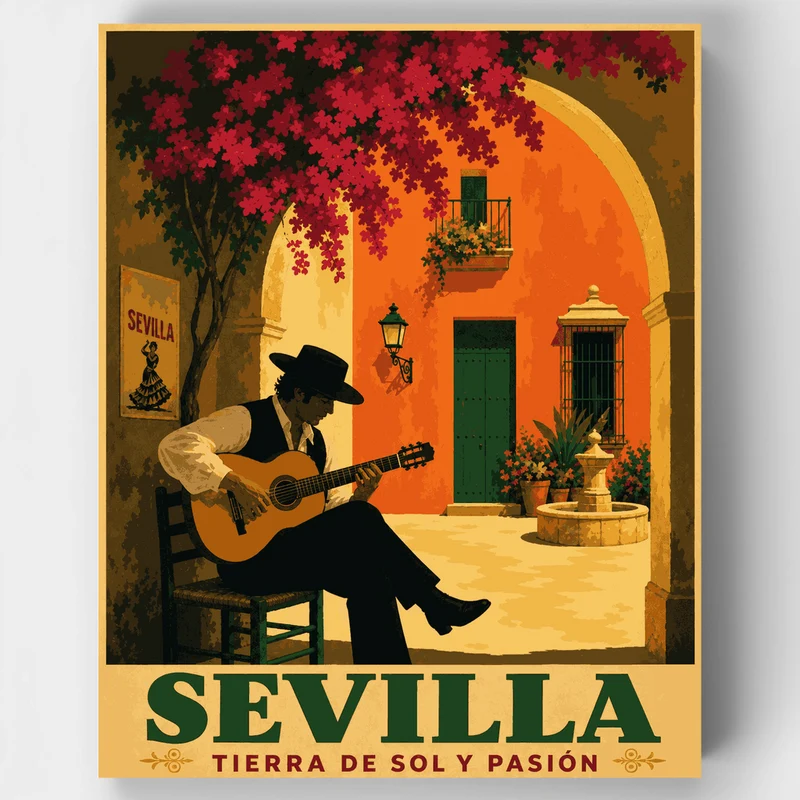 Guitarist in Sevilla - Paint by Numbers Kit