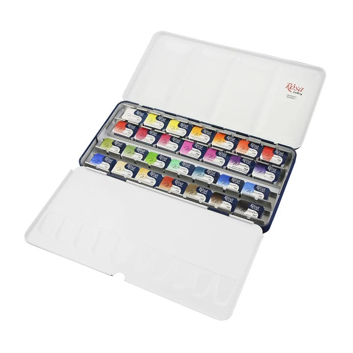 ROSA GALLERY Botanycal Watercolor Set, Metal Case, 28 Colors, Full Pans